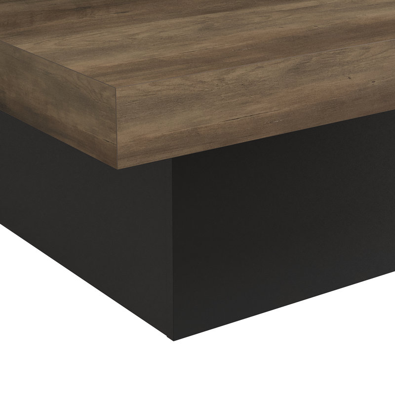 Table basse Caomhan Block, Black Oak/Knotty Oak, 12.2" H x 35.4" L x 35.4" W