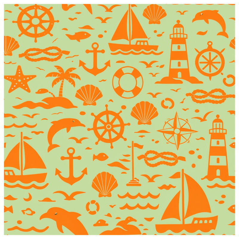 Housses de couette orange nautiques, Twin