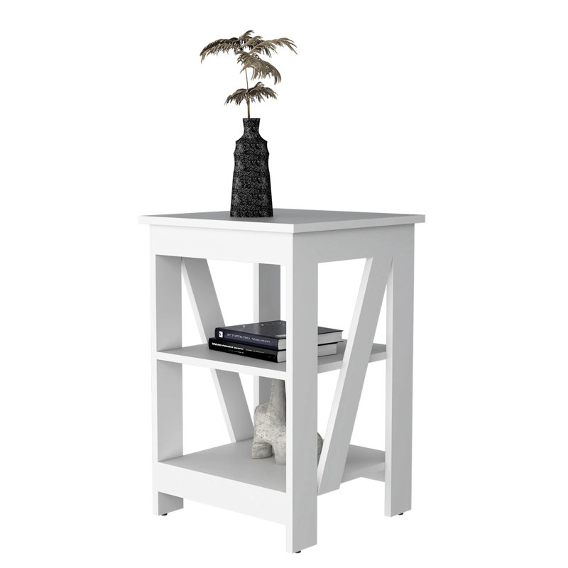 Table blanche avec deux tablettes - polyvalente pour différents espaces de vie, Blanc