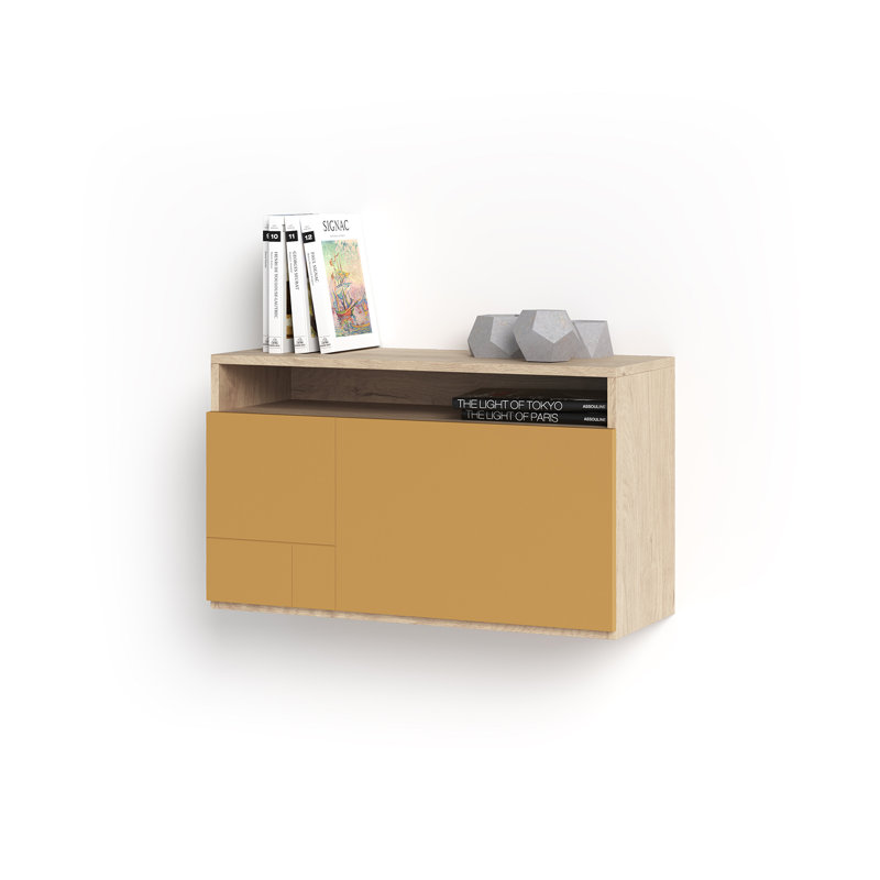 Fryman Floating Desk, Light Oak Mustard