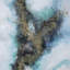 De 2 œuvres d'art contemporaines à l'huile abstraites, ornement mural rectangulaire encadré de 20 po x 71 po, de première qualité, ravissant pour les événements, motif de nuage bleu et blanc avec ornement métallique doré moderne