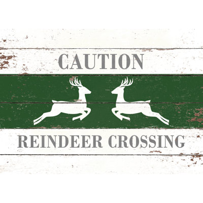 Caution Reindeer Crossing - Wrapped Canvas Print
