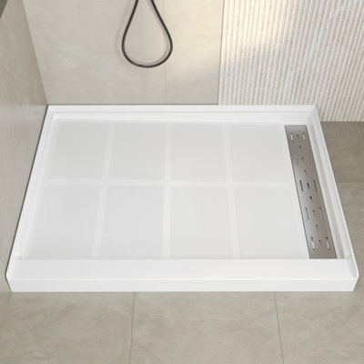 Base de douche rectangulaire avec ensemble de drain et couvercle de drain l 48 po x P 36 po