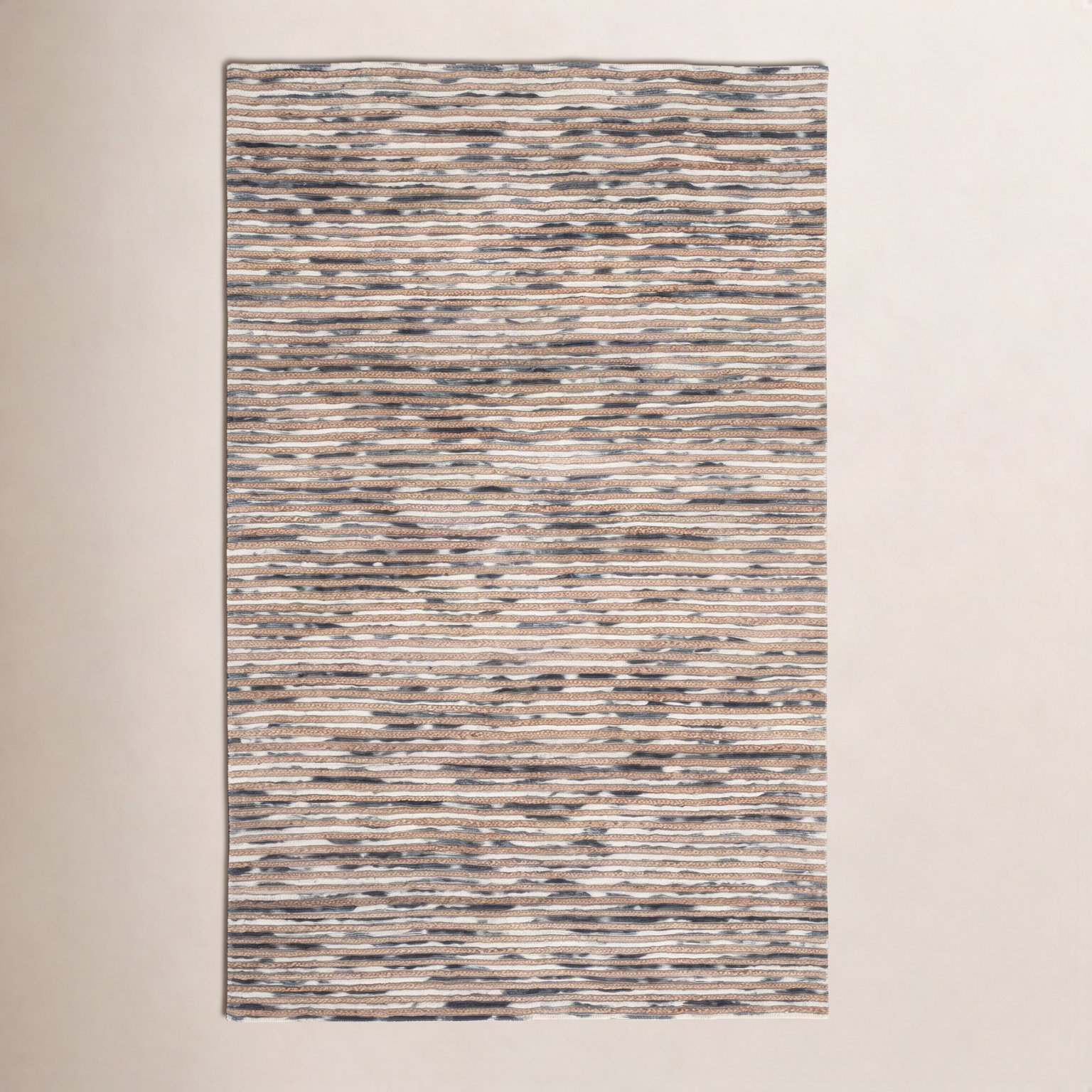 Cocci Natural Gray Hand-Loomed Striped Jute Rug, Rectangle 4' x 6'