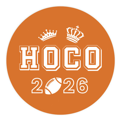 HOCO Stickers, Orange & White Football Crown Design, Homecoming Party & Scrapbook Favors