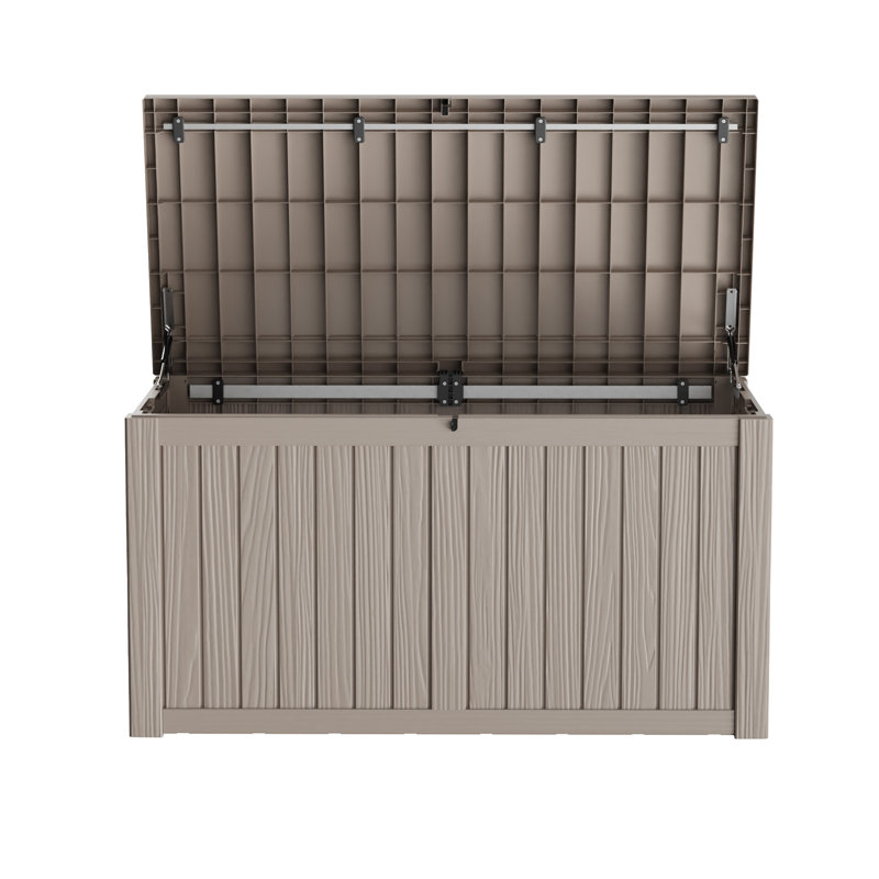200 Gallon Large Lockable Resin Deck Box, Gray