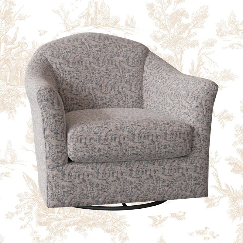 Fauteuil demi-tonneau pivotant de 36,5 po Darby, Tissu performance gris marbré