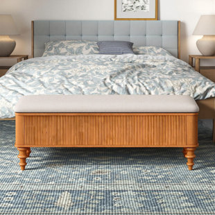 50.6" W Upholstered Storage Bench With Solid Wood Legs