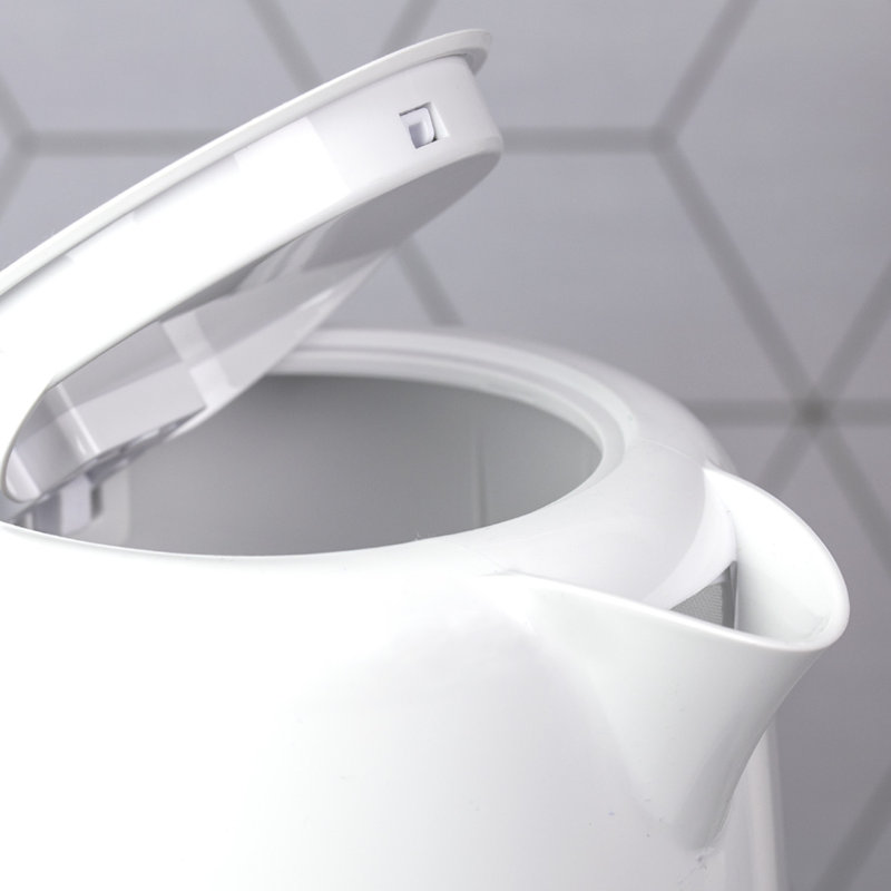 Quest 1.5L Plastic Electric Tea Kettle, White/Silver
