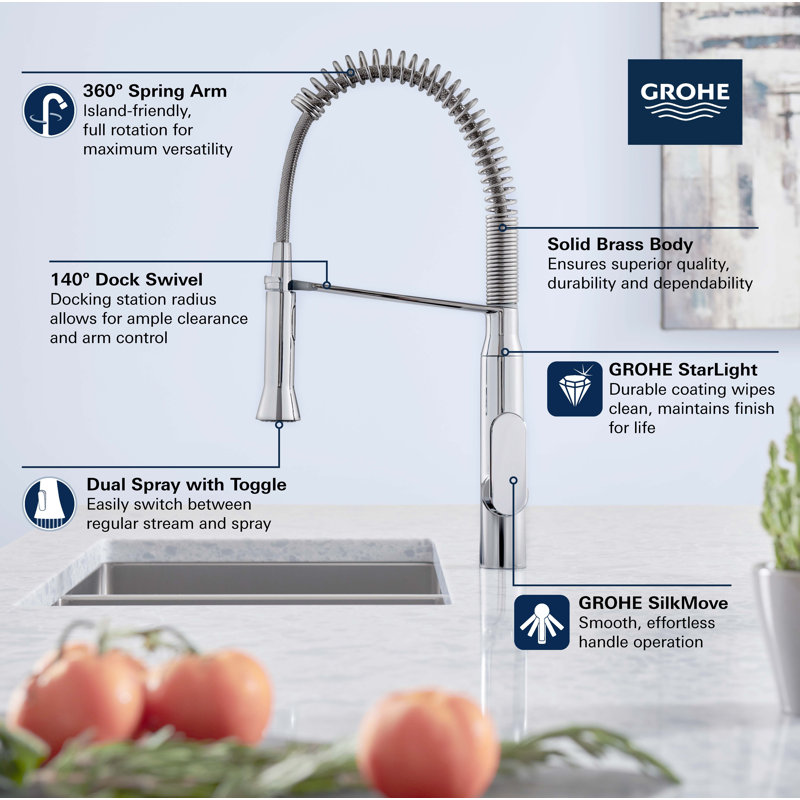 K7 Pull Down Single Handle Kitchen Faucet with Accessories, SuperSteel Infinity