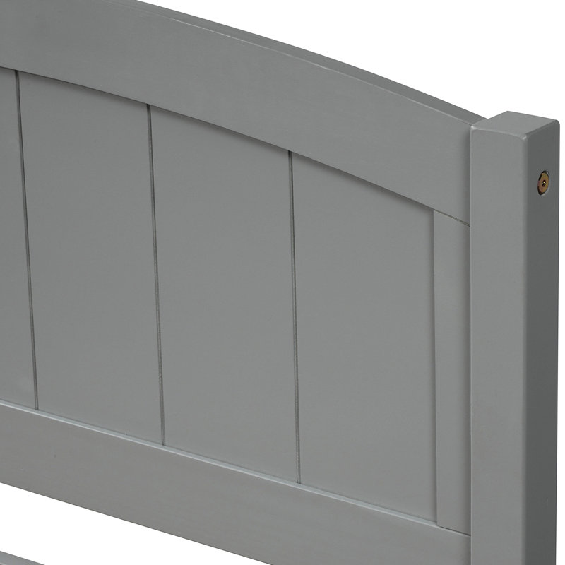 Lit plateforme simple avec deux tiroirs gris - Bois massif pour une chambre à coucher moderne