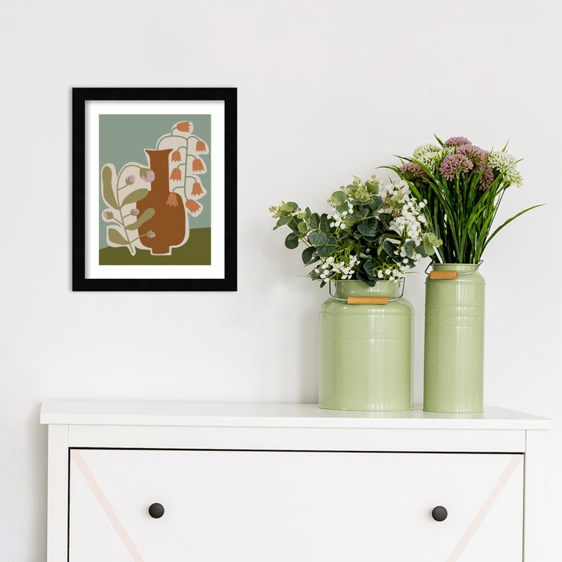 Expressive Abstract House Plant Terracotta Vase Framed On Paper by The Creative Bunch Studio Print, 13" H x 11" W x 1" D