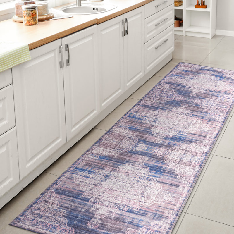 Tapis bleu Regis Bohemian Medallion, Tapis de couloir 2 pi x 8 pi