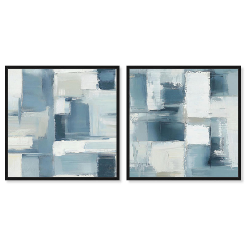 Ensemble de 2 reproductions d'art moderne sur toile , H 17 po x l 17 po, Noir