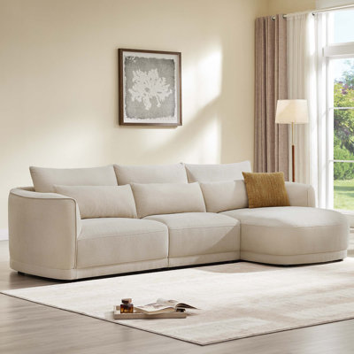 119'' Modular Curved Chenille Sofa With Chaise