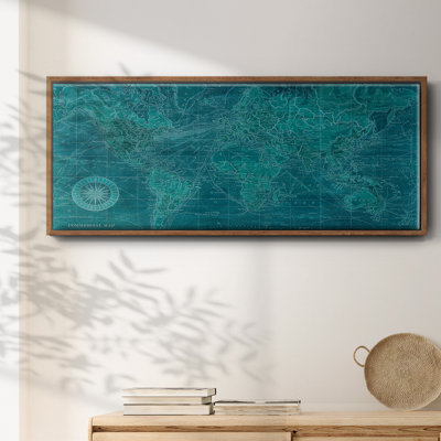 Carte du monde azur - toile encadrée
