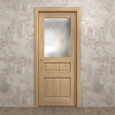 Pocket Door 42 x 96 inches Ego 5011 Natural Oak Kit Rail Hardware Solid Wood Interior Bedroom Modern Doors