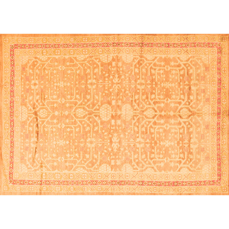 Tapis oriental orange clair 7 pi x 9 pi tissé à la machine Aeon