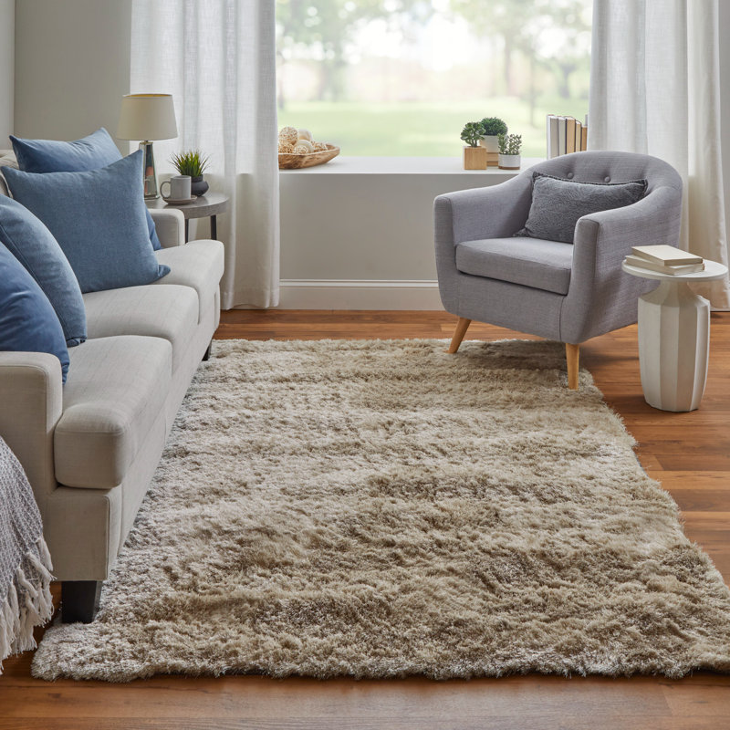 Tapis noir touffeté à la main Cienna, Rectangle 3 pi 6 po x 5 pi 6 po, Cream
