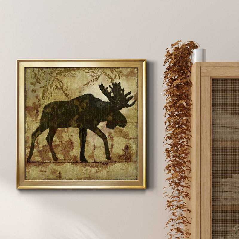 Country Moose - Reproduction d'art sur toile encadrée, Encadrement doré, H 34,5 po x l 34,5 po x P 1,5 po