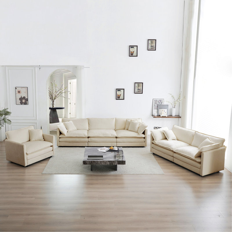 Canapé de style moderne pour intérieur, canapé 3 pièces avec sièges très profonds, moderne et confortable, idéal pour créer un espace de détente