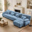Canapé d'angle modulaire et modulaire, canapé en L pour salon, canapé confortable 4 places avec pouf convertible, bleu chenille
