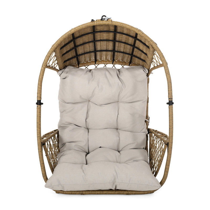 Chaise suspendue élégante avec coussin, conception de panier, base, profondeur d'assise de 20,50 po, chaîne de 12 po