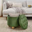 Repose-pieds rond avec rangement, repose-pieds rond en lin multifonctionnel, couvercle pouvant être retourné comme plateau de table, avec espace de rangement-2041860480