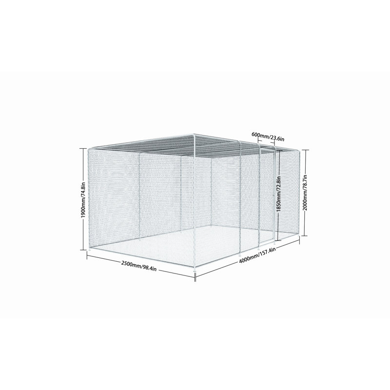 Enclos à poules 13 x 8 x 6,5 pi, filet, serrures de porte à boucle à crochet, protection étendue et imperméable, cage à poulailler en acier galvanisé avec revêtement en métal, housse, traitement antirouille