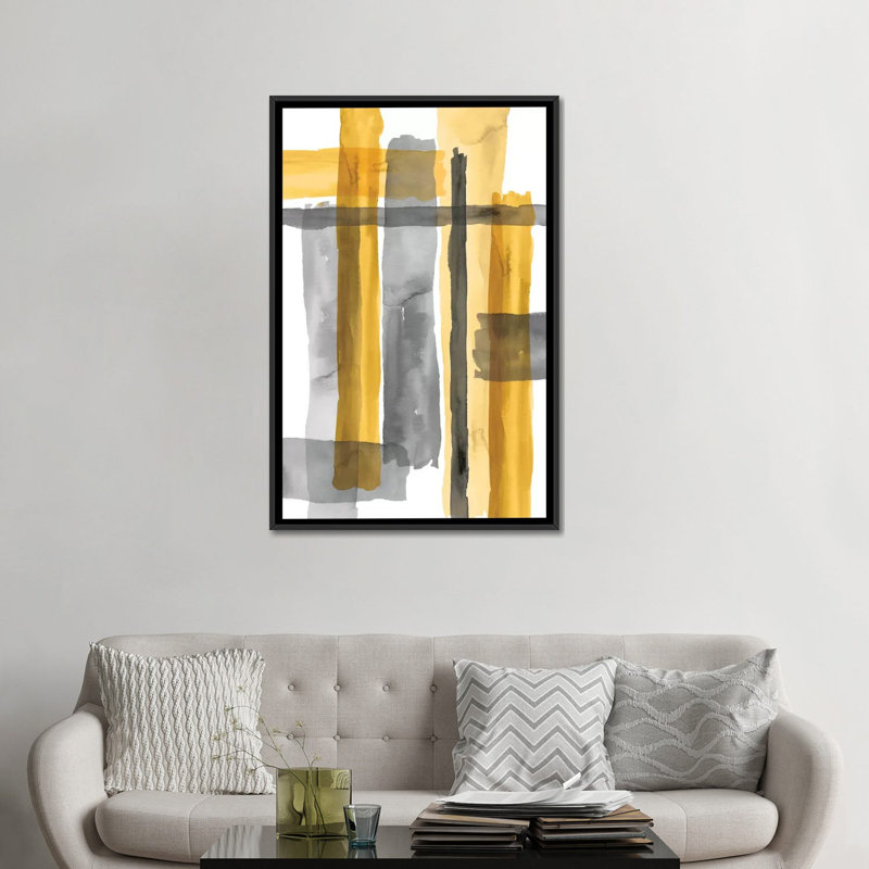 " Golden Criss-Cross " by Eva Watts, 26" H x 18" W x 1.5" D, Black Framed Canvas, No Mat