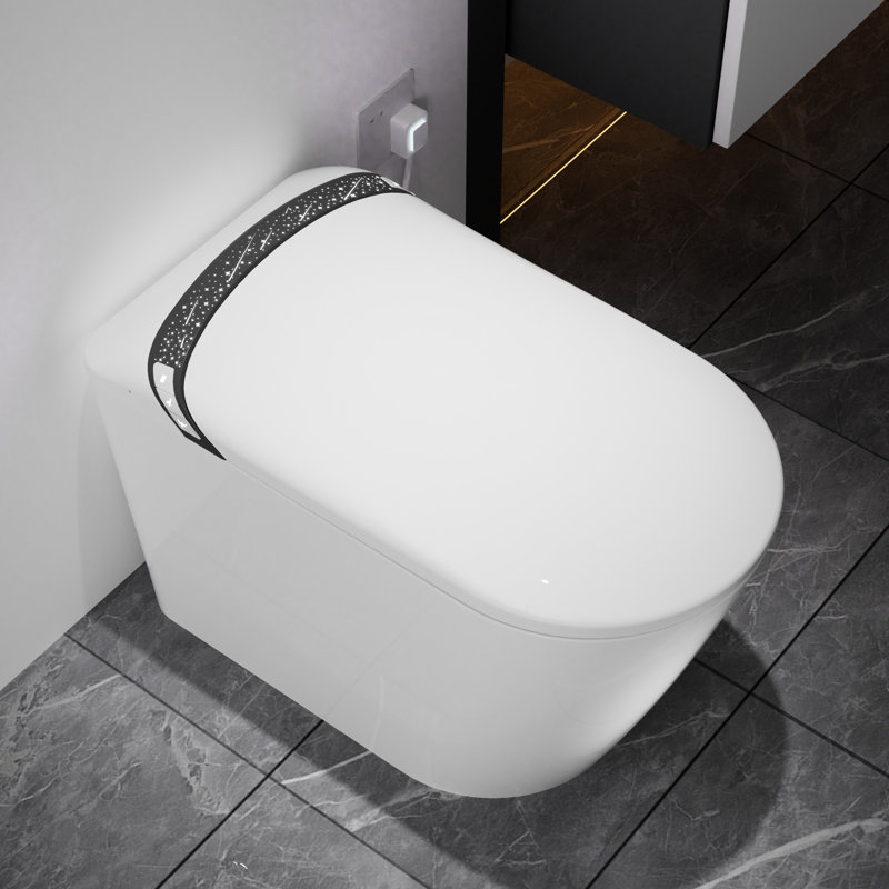 Elongated Smart Toilet With Bidet, Auto Open/Close Seat, Foot Kick Feature, 1.28 Flushing, Led Display, Night , And Warm Water For Bathroom Use