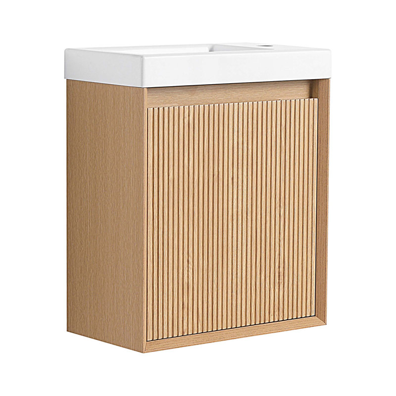 Meuble-lavabo mural 18,5 po avec lavabo en résine et armoire de porte simple
