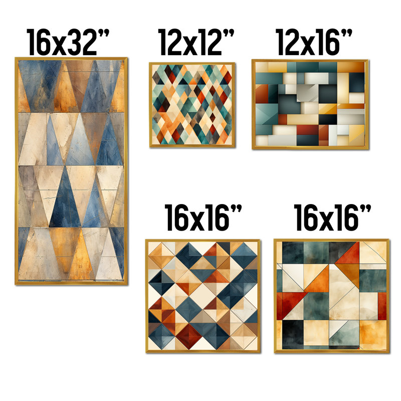 Connagh - ensemble d'art mural 5 pièces, Cadre flottant doré