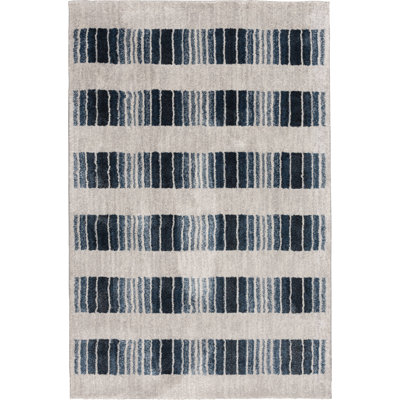 Hokku Designs Filkins Vivi Grey/Blue Plaid Indoor Polypropylene/Polyester Area Rug