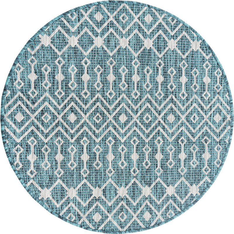 Outdoor Preen Area Rug Tidal Color, Round 3'3"