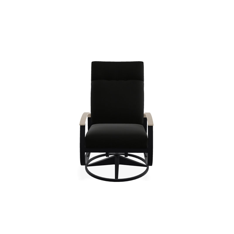 Chaise de patio pivotante avec coussins Askar, Noir texturé, Noir 5A, Désert P60
