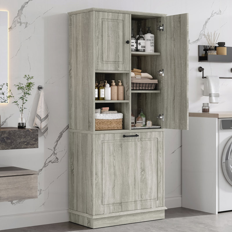 Grande armoire de rangement avec tablettes réglables, Chêne