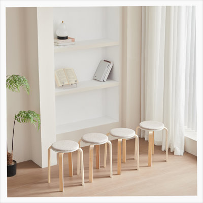 Set Of 4 Stackable Stools, Round Backless Chairs