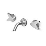 Acquaco Linki Arrow Wall Mount Three-Hole Two Handle Bathroom Lavatory Faucet with 3-5/8'' Spout Reach