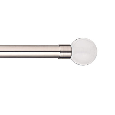 Linen Avenue Clear Acrylic Single Window Curtain Rod Set, Brushed Nickel