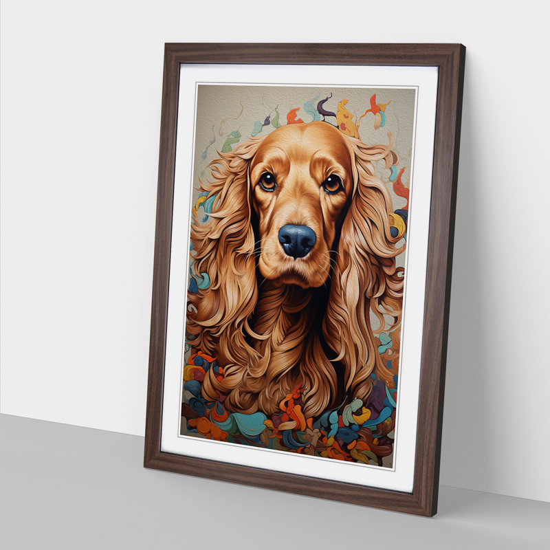 Single Picture Frame Print on Wood, 64cm H x 46cm W, Walnut Framed