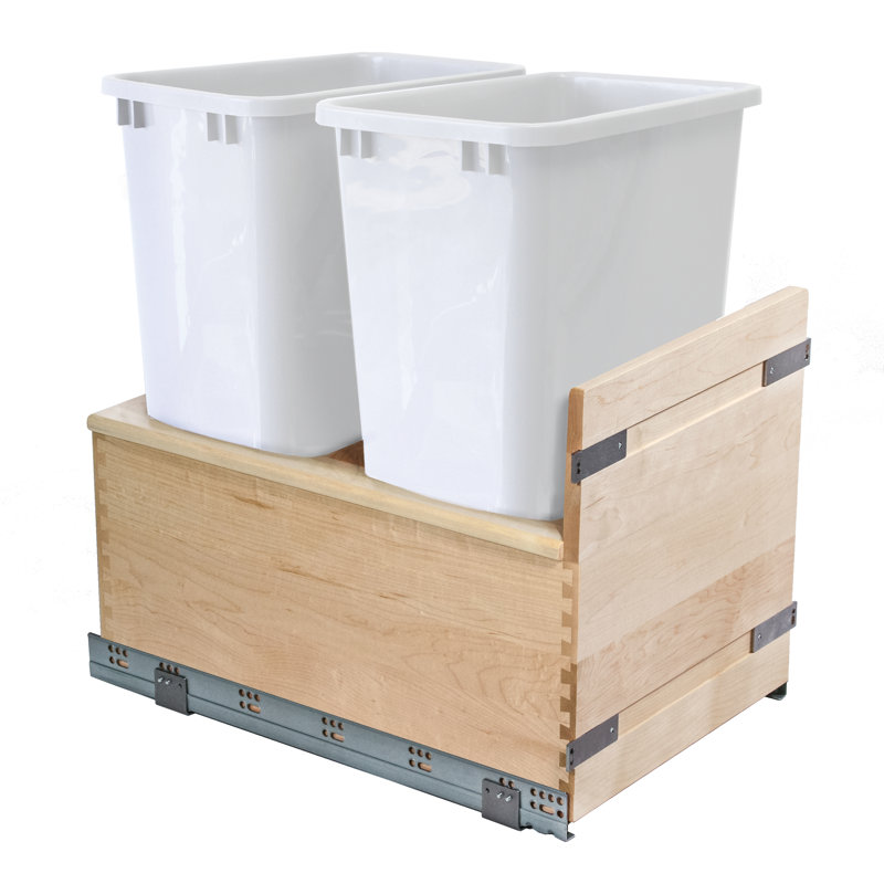 Poubelle escamotable double gallon, Blanc, 12,5 gallons
