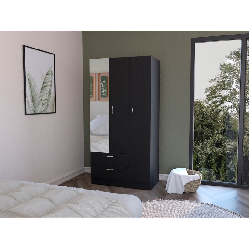 Armoire Haddam, chambre à coucher, Noir, H 71 po x l 35 po x P 19 po