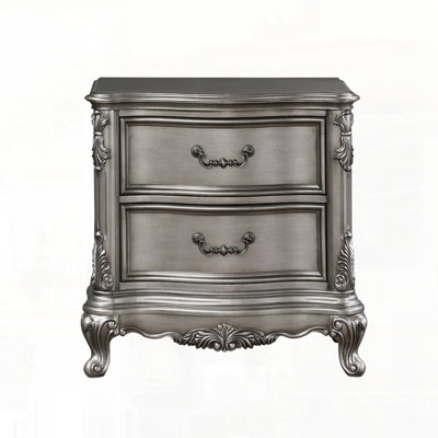 Antique Platinum Finish Nightstand with Classic Design