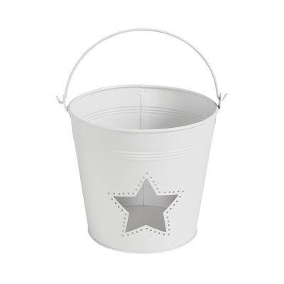 Festive Finds Metal Bucket w/ Star Cutout Galvanized 6x6.5x5