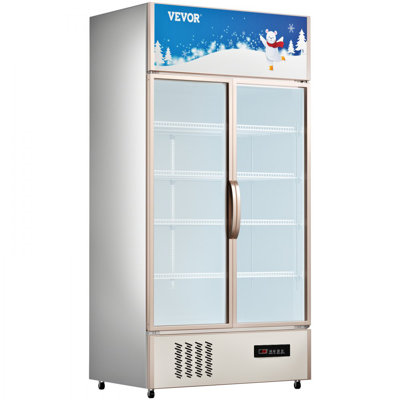 Commercial Refrigerator,Display Fridge Upright Beverage Cooler, Glass Door with LED Light for Home, Store, Gym or Office, (23 cu.ft. Double Swing Door)