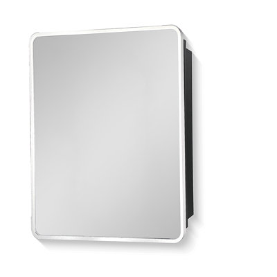 Armoire à pharmacie 20 po x 28 po à fixation murale ou encastrée en métal argenté avec miroir