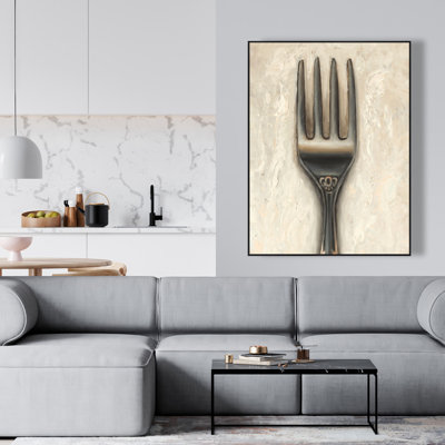 Fourchette rétro - Toile encadrée avec objet beige pour la décoration intérieure