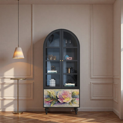 Vitrine en bois massif Floral