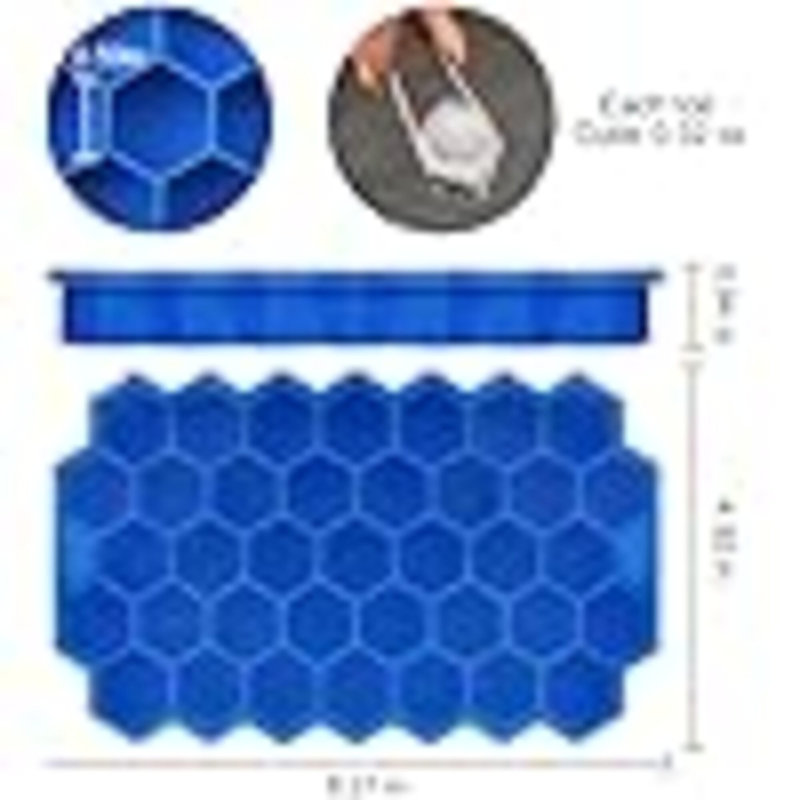 Ice Cube Trays For Freezer With Lid-37 Grid Silicone For Small Ice Cube Moulds,Easy-Release Reusable In Organizer Bins Or Ice Bucket For Cocktail Bar Or Iced Coffee Cup